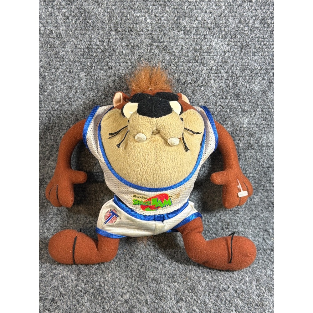 Vintage 1996 Space Jam Taz Tasmanian Devil Plush Looney Tunes Tune Squad Toy